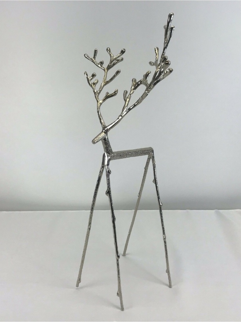 RARE Pottery Barn Silver Metal Twig/Branch Reindeer Deer Medium M 18” Décor